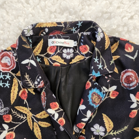 OrderPlus Women’s Floral Jacket Coat Sz M Fall Business Casual Lightweight Layer - Picture 3 of 15